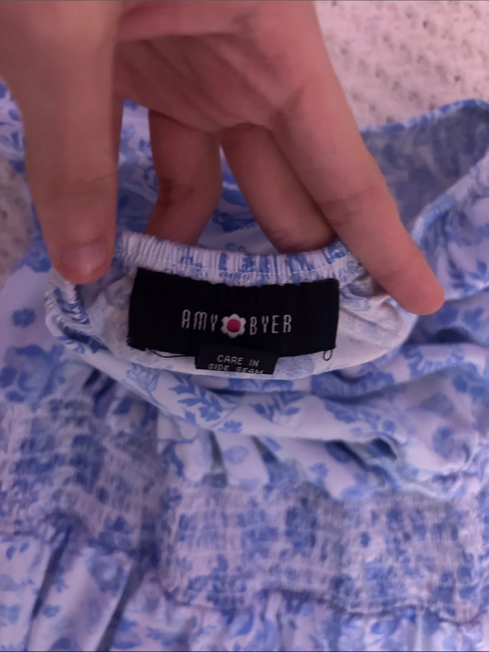 Amy Byer Light Blue Floral Puff-Sleeve Dress